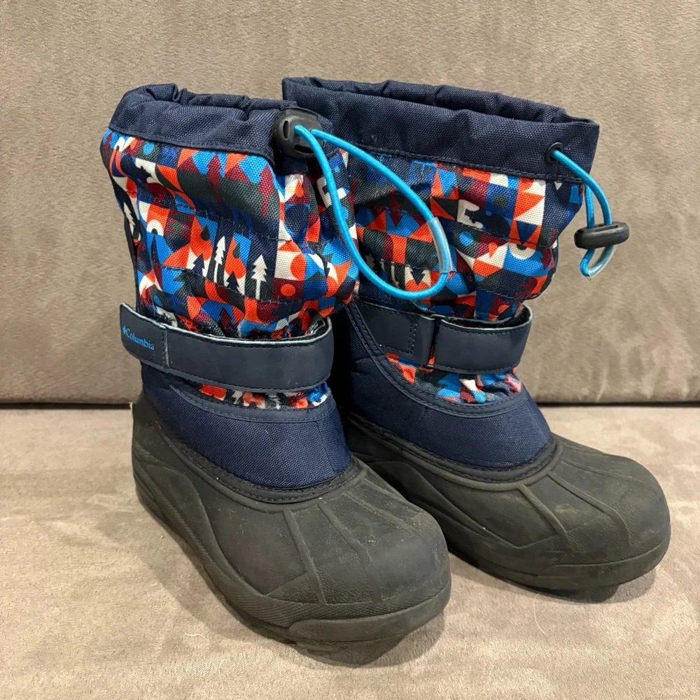 Columbia Snow Winter Boots Geometric Forest Bear Print Pull On Big Kid Size‎ 1